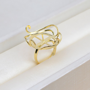 Wenchi S925 Argent, Anneau ajouré à motif floral et dentelle incrustée, avec perle baroque et serti creux, 1802, Composants de bijoux DIY - Product Image 2