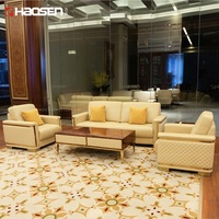 Sofa Kulit Berkualitas Tinggi untuk Area Negosiasi Bisnis dan Ruang Tamu, Sofa Sectional 1+1+3, Sofa Tiga Dudukan Tunggal