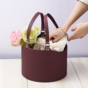 Cesta de almacenamiento de cuero Pu Cesta de almacenamiento de regalo de vino de picnic con asa de cuero para uso festivo y festivo - Product Image 2
