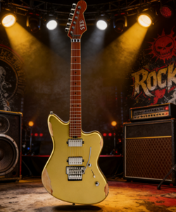 Guitarra Eléctrica de 3 Piezas con Cuerpo de Aliso Sólido, Mástil de Arce Flameado Tostado, 22 Trastes Jumbo de Níquel Plateado, Floyd Rose VS200 - Product Image 3