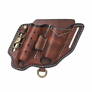 Genuine <b>Leather</b> Tactical Waist <b>Pouch</b> Multi Functional Outdoor <b>Tool</b> Holder Durable Wear Resistant Unisex Solid Color Detachable - Product Image 5