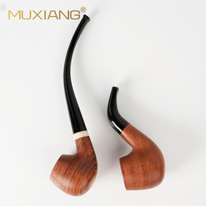Muxiang Solid Wood Smoking Pipe Bent Type Long Handle Tobacco Pipe For Men - Product Image 1