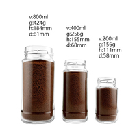 Pot à café en verre personnalisé de 100 g, pot de rangement carré transparent pour café avec couvercle en plastique doré pour café instantané, conteneur d'emballage alimentaire