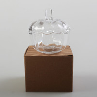 Pot en verre transparent en forme de citrouille avec couvercle, sans plomb, pot de rangement alimentaire en verre, pour bonbons, biscuits, bijoux, décoration d'Halloween, décoration de la maison