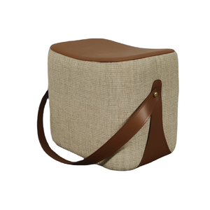 Portable en cuir adultes repose-pieds tabouret designer d'intérieur banc en tissu meubles de salon petit tabouret pouf rond - Product Image 5