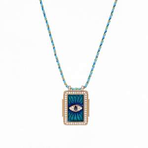 Collar de Bisutería Bohemia BJB0526N, Collar de Latón Chapado en Oro con Esmalte y Circonitas, Diseño de Chica del <span class=keywords><strong>Tarot</strong></span>, para el Verano - Product Image 1