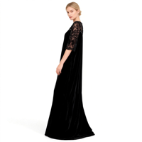 Nouvelle Robe Longue Ample en Velours Respirant et Écologique avec Dentelle, Taille Naturelle, Grande Taille pour Femme, Collection 2026