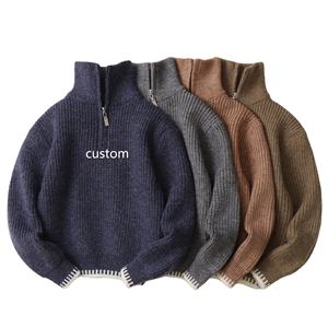 Maglioncino in Cashmere di cotone Jacquard con mezza Zip per bambini maglioncino a collo alto per bambini-ingrosso - Product Image 1