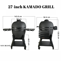Barbecue au charbon de bois Kamado en céramique de 27 pouces de la marque AUPLEX pour l'extérieur, OEM ODM, logo personnalisé, pour 10 personnes