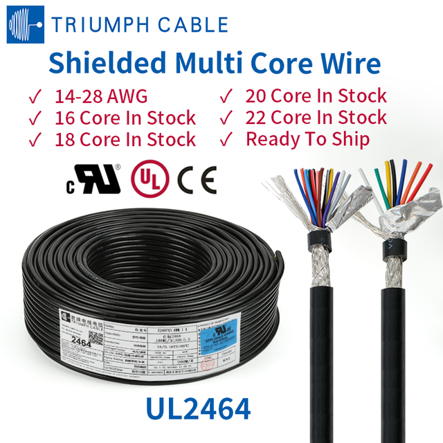 Wires UL2464 14/16/18/20/22/24awg Gague Stranded 16/18/20/22 Conductor Signal Shielded Cable Electrical Wires PVC Control Cable