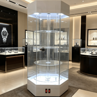 Vitrine de présentation en acrylique pour couteaux avec éclairage LED pour magasin de détail, vitrine rotative à 360 degrés en acrylique