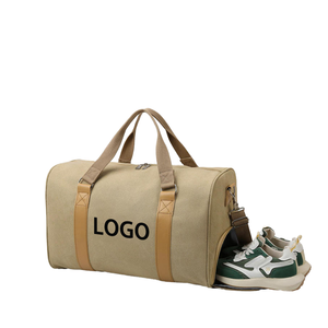 Bolso de lona encerada de gran capacidad personalizado 2025, cremallera de Color sólido, organizador deportivo portátil de moda para gimnasio al aire libre, bolsa de lona de viaje - Product Image 1