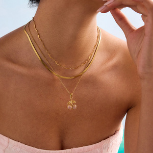 <b>Titanium</b> Steel Necklace 18K Stainless Steel Blade <b>Chain</b> Geometric Design Unisex Fashion Accessory - Product Image 3