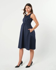 <span class=keywords><strong>Robe</strong></span> <span class=keywords><strong>de</strong></span> maternité et d'<span class=keywords><strong>allaitement</strong></span> Empire 100% Tencel respirante, écologique, grande taille, coupe trapèze, col carré, longueur genou - Product Image 4