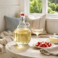 Bouteille en verre à couvercle basculant avec poignée, vide, type demi-bouteille, pour vin de fruits et liqueur faits maison, commande en gros