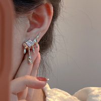 Boucles d'oreilles en cuivre exagérées pour femmes, motif goutte de lave foncée, zircon super étincelant, accessoires