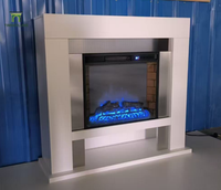 Cheminée électrique moderne en MDF de 26 pouces avec cadre en acier inoxydable, finition peinte en blanc, télécommande, pour salon