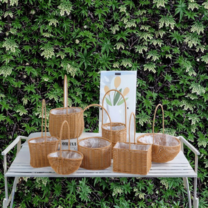 Cesto da Picnic Portatile per Esterni, Contenitore Decorativo per la Casa, Vaso per Fiori Intrecciato, Cesto Regalo Floreale <span class=keywords><strong>in</strong></span> <span class=keywords><strong>Vimini</strong></span> con Manico - Product Image 3