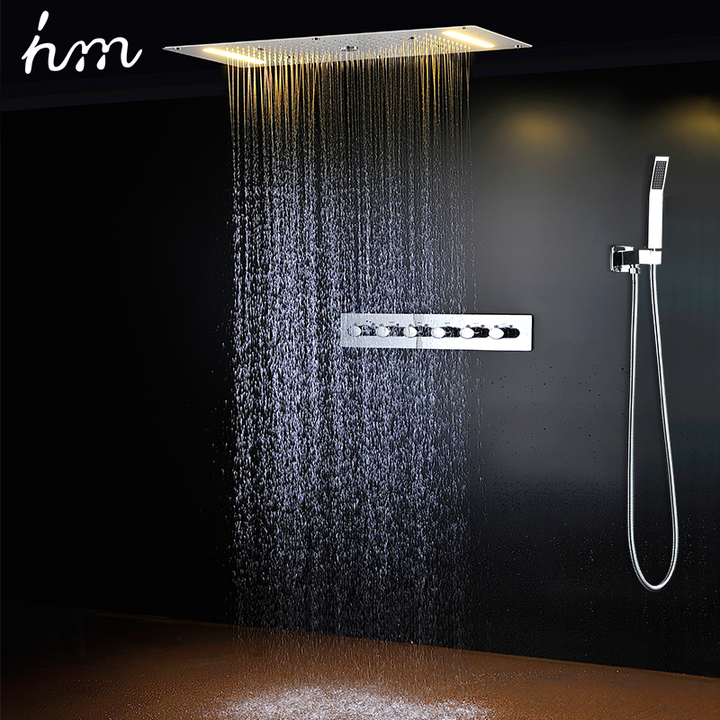 Hm Moderne populaire 304 En acier inoxydable En Laiton Salle De Bain Colonne Pluie Douche Ensemble