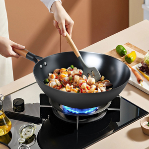 Wok <span class=keywords><strong>en</strong></span> fonte de 30 cm, épaisseur 3-4 mm, nitridé, pour cuisson chinoise, idéal pour usage extérieur – Vente directe usine - Product Image 3