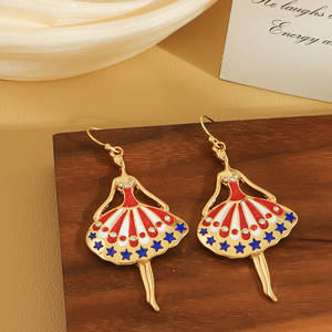 Pendientes de Moda, Pendientes Colgantes con Forma de Bailarina de Ballet, Pendientes Creativos de Color Rojo y Azul de Alta Calidad - Product Image 3