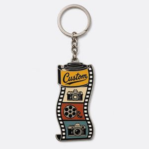 <span class=keywords><strong>Porte</strong></span>-<span class=keywords><strong>clés</strong></span> personnalisé en gros de haute qualité, design bobine d'appareil photo rétro, chaînes de bobine de film vintage, souvenir pour photographe - Product Image 3