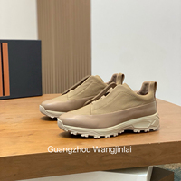 Chaussures de marche pour hommes en cuir véritable, dessus en cuir grainé souple, fermeture à bande élastique, semelle en caoutchouc antidérapante, confortables pour toutes les saisons