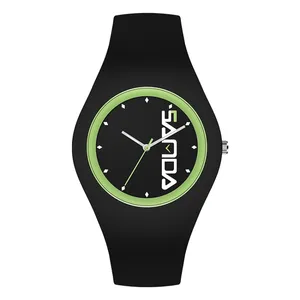 New Arrival for SANDA 6076 Simple Scale Round Dial Ladies Silicone Strap Quartz Watch(Black Green)