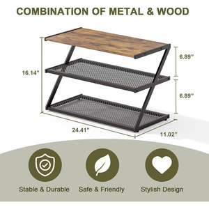 Z-shaped three-tier wrought iron <b>shoe</b> rack, multi-functional <b>shoe</b> <b>storage</b> and organization rack for home use, suitable for - Product Image 2