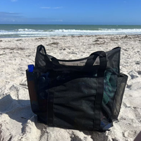 Sac de plage fourre-tout en maille transparente à la mode avec doublure en PVC et nylon de grande capacité fermeture à glissière motif de logo personnalisable