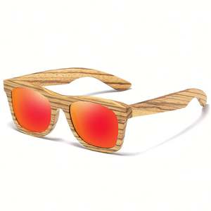 Lunettes de soleil carrées en bois polarisées Zebra avec charnières à ressort métalliques, personnalisables avec logo, vente en gros, pour hommes et femmes - Product Image 4