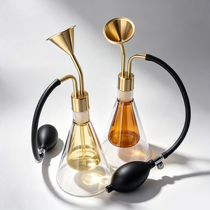 Trompetenförmige Messing-Duftprobe in Doppelglasflasche 80ml mit Quetschball für Kunden zum Parfümtesten - Product Image 2