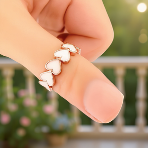 Anello smaltato a forma di cuore placcato oro rosa per donna, grazioso gioiello alla moda per tutti i giorni, regalo di San Valentino, fascia in lega E3199 - Product Image 2