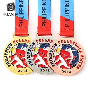 Personnalisé or argent bronze émail logo Philippin volley-ball médaille en métal