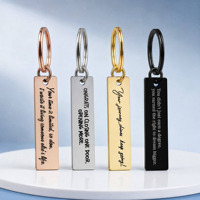 Porte-clés en acier inoxydable personnalisé en gros, avec inscription inspirante, impression mate, vierge pour gravure au laser