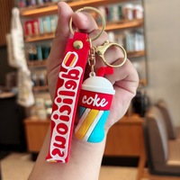 Porte-clés amusant en caoutchouc souple PVC, motif fast-food (burger, frites, hot-dog) pour cadeaux promotionnels de restaurant