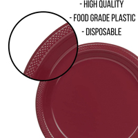 Assiettes en plastique PS incassables et réutilisables de 7'', 9'' et 10,25'' pour fruits, aliments, desserts, dîners, fêtes, barbecues et pique-niques