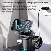 Station de charge sans fil tactile RGB 15W Fast PD 180 °   Support rotatif multifonctionnel 3-en-1