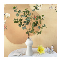 15 Fourchette Haute Branche Argent Feuille Haute Qualité Artificielle Vert Soie Plantes pour Mariage Maison Fête Décor Pâques Thanksgiving