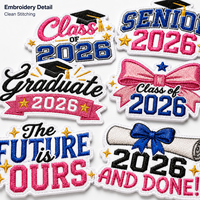 Écussons personnalisés pour diplômés 2026 – Badges brodés avec logo de la promotion 2026 pour toges et chapeaux – OEM ODM