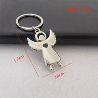 Promotion Logo personnalisé ange 3D métal porte-clés voiture pendentif ton argent ange gardien porte-clés chanceux ensoleillé poupée cadeau sac à main charme