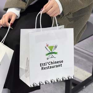 Bolsas de Papel Kraft Biodegradables Ecológicas Impresas Personalizadas con Asas para Comida para Llevar de Restaurantes - Product Image 4