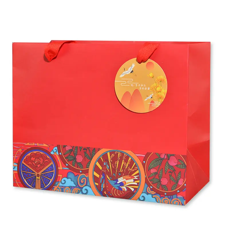 New holiday wax gift storage tote retail chinese new year paper bag boutique shopping kraft paper ziplock bags