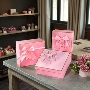 粉色蝴蝶结大新款专用纸盒糖果饰品包装工艺丝绸围巾盒礼品包装哑光层压烫金 - Product Image 2