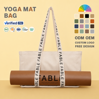 Sac fourre-tout personnalisé pour tapis de yoga en toile, avec anse crème, réutilisable pour le Pilates, la gym, les courses, sac à bandoulière