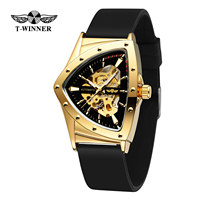 Montre Homme de Luxe Personnalisée Winner, Bracelet en Silicone, Cadran Squelette, Mouvement Mécanique Automatique
