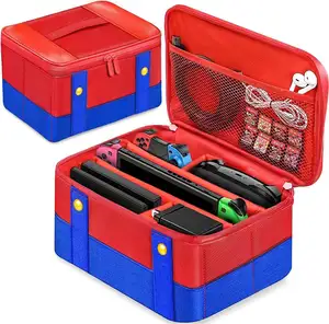 Rouge bleu sac de rangement de grande capacité, sac de messager souple de voyage Portable pour Switch/Oled Console Dock Pro contrôleur