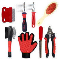 Kit de toilettage pour animaux de compagnie 8 en 1, portable, pour chien et chat, outil de nettoyage et de démêlage des poils, avec coupe-ongles, peigne, gant et sac de rangement de voyage