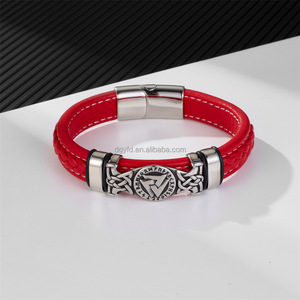 Pulsera de Cuero Trenzado para <span class=keywords><strong>Hombre</strong></span> con Dije de Acero Inoxidable con Nudo Celta Vikingo Personalizado, Joyería Nórdica Multicolor - Product Image 3