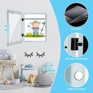 Kids A4 Picture <b>Frames</b> Brown Wood Front Opening Tempered Glass 4x6 Horizontal Vertical Formats A4 Photos Iron Fronted - Product Image 4